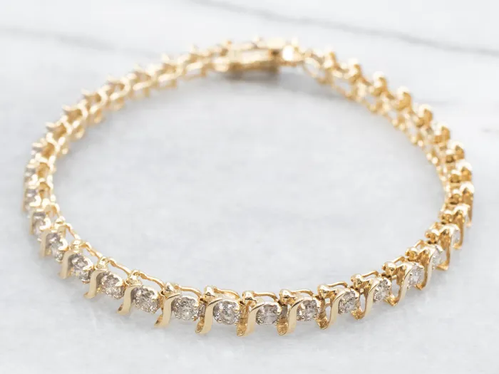 Bracelets Market Square Jewelers Gold SLink Diamond Tennis Bracelet