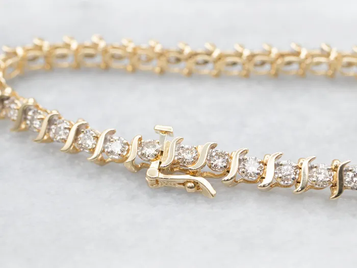 Bracelets Market Square Jewelers Gold SLink Diamond Tennis Bracelet