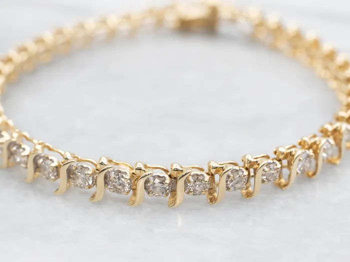 Bracelets Market Square Jewelers Gold SLink Diamond Tennis Bracelet
