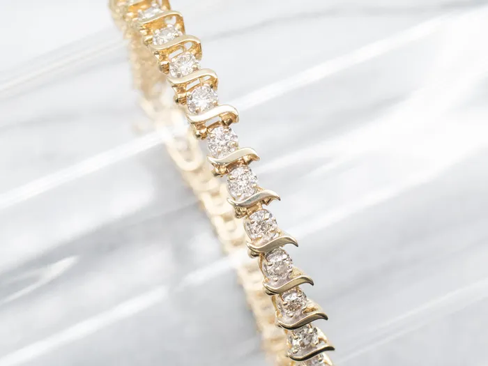 Bracelets Market Square Jewelers Gold SLink Diamond Tennis Bracelet