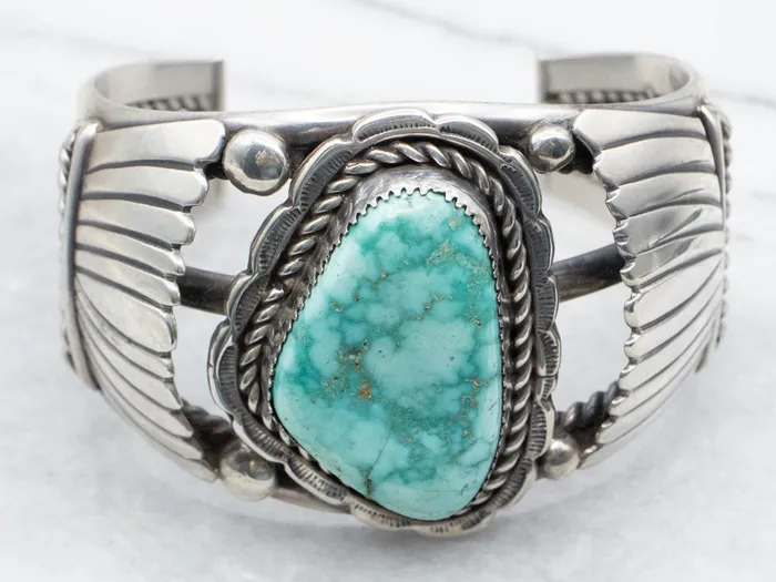 Bracelets Sterling Silver Native American J Martinez Turquoise Cuff Bracelet Market Square Jewelers