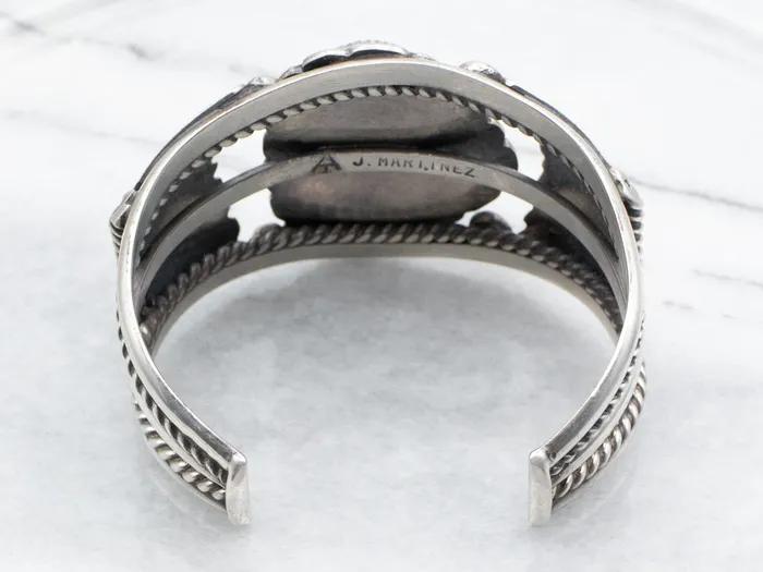 Bracelets Sterling Silver Native American J Martinez Turquoise Cuff Bracelet Market Square Jewelers