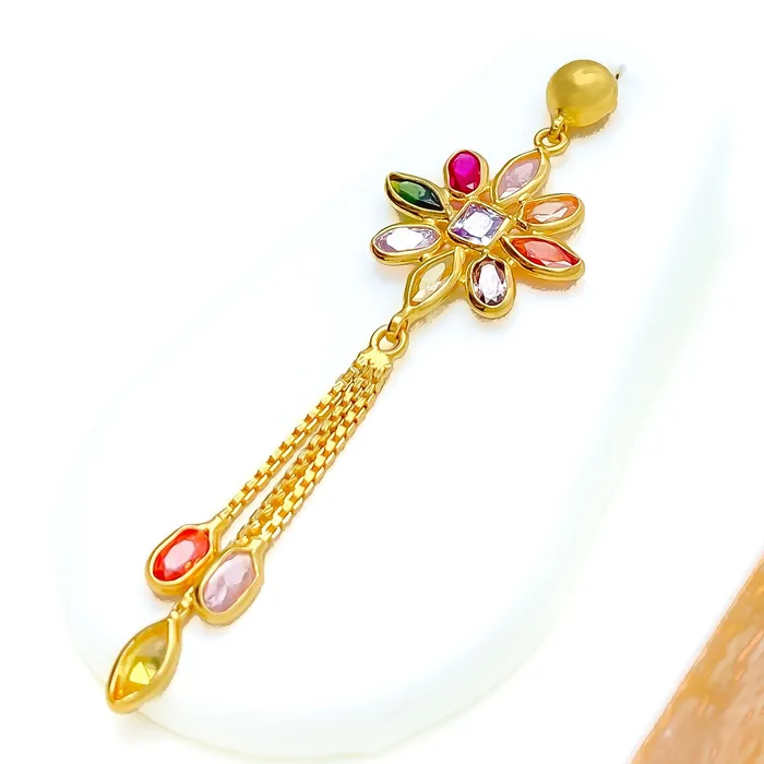 Bright Ornate Flower 22k Gold CZ Pendant Set Andaaz Jewelers PreStyled Sets