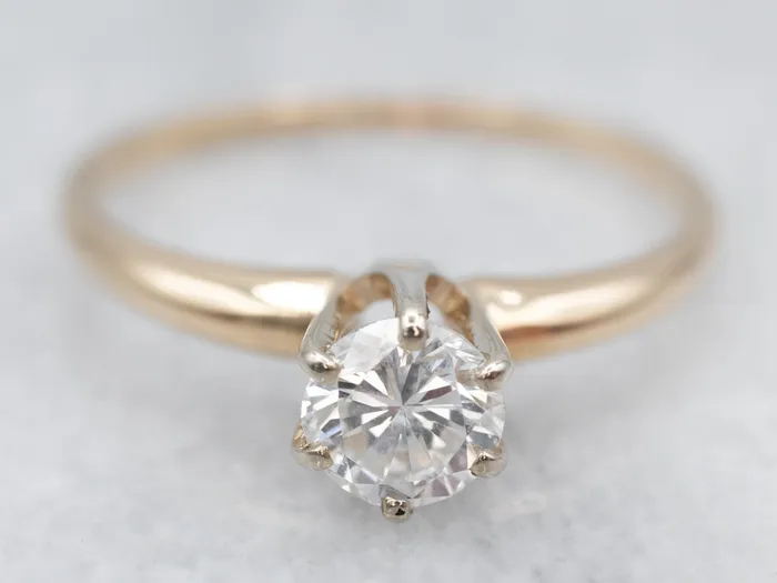 Bright Two Tone Diamond Solitaire Engagement Ring Market Square Jewelers Rings