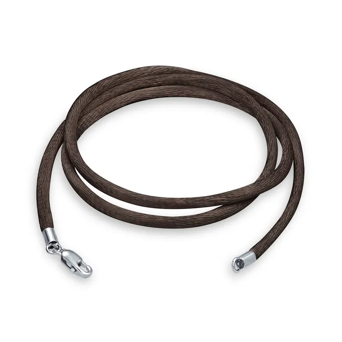 Brown Silk Cord Chain Necklace with Silver Plated Brass Clasp BlingJewelry Wholesale Necklaces Brown Silk Cord Chain Necklace with Silver Plated Brass Clasp BlingJewelry Wholesale Necklaces