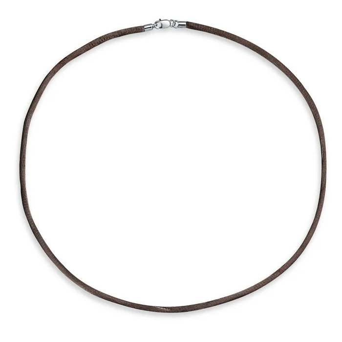 Brown Silk Cord Chain Necklace with Silver Plated Brass Clasp BlingJewelry Wholesale Necklaces