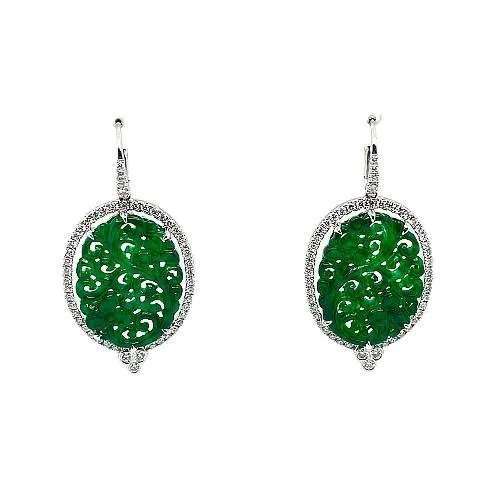 CH Collection Earrings Jade Carved Dangle Earrings
