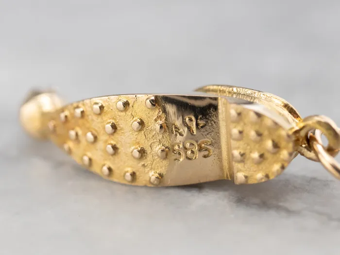 Charm Necklaces MSJ Online Gold Pointed Slipper Charm with Lapis Accent Charm Necklaces MSJ Online Gold Pointed Slipper Charm with Lapis Accent