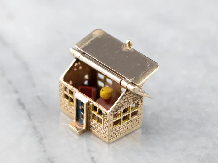 Charm Necklaces Vintage Enamel and Gold House Charm Market Square Jewelers Charm Necklaces Vintage Enamel and Gold House Charm Market Square Jewelers