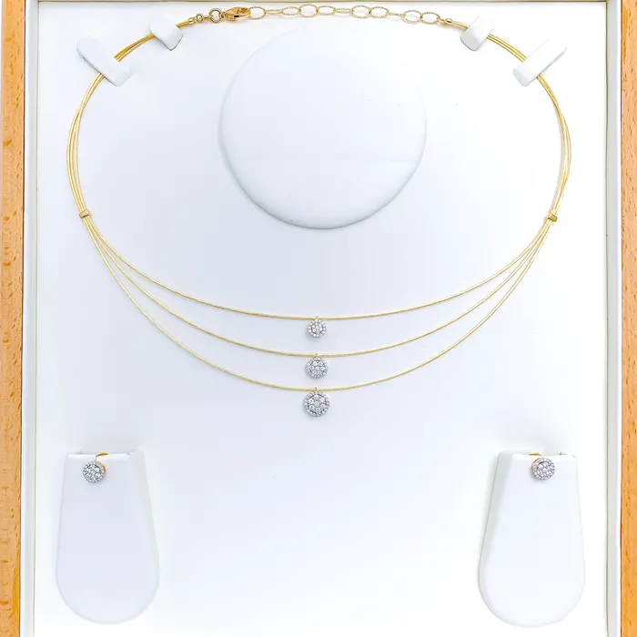 Chic Floral Diamond 18k Gold Necklace Set Andaaz Jewelers Necklaces