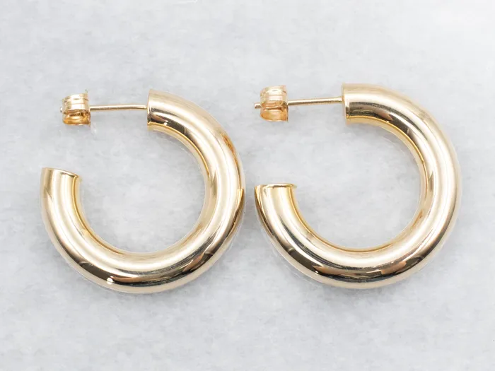 Chunky Yellow Gold Hoop Earrings Market Square Jewelers Earrings