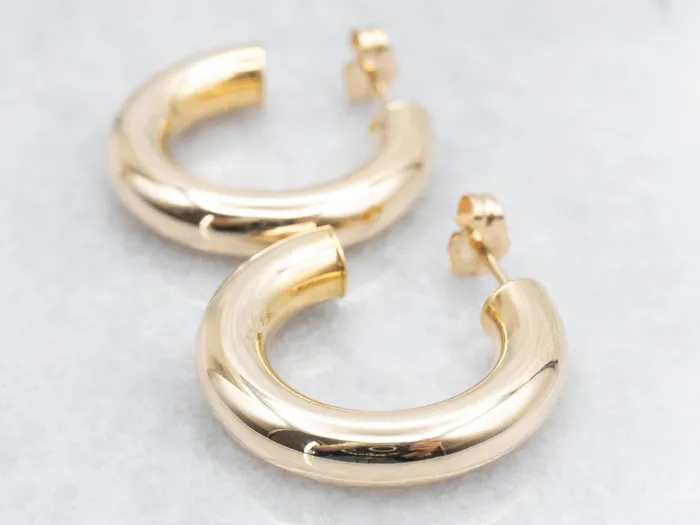 Chunky Yellow Gold Hoop Earrings Market Square Jewelers Earrings