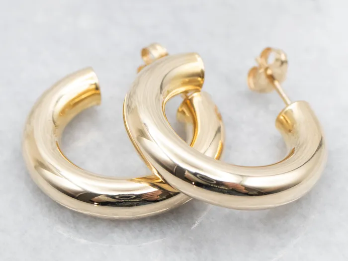Chunky Yellow Gold Hoop Earrings Market Square Jewelers Earrings