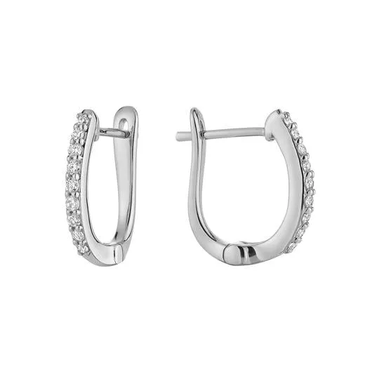 Classic Creations Earrings 14kt Gold Diamond Oval Hoop Earrings