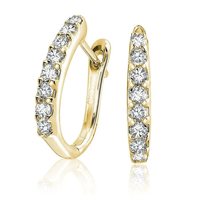 Classic Creations Earrings 14kt Gold Diamond Oval Hoop Earrings