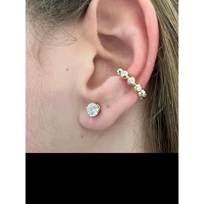 Classic Creations Earrings 14kt Yellow Gold Bezel Diamond Earring Cuff