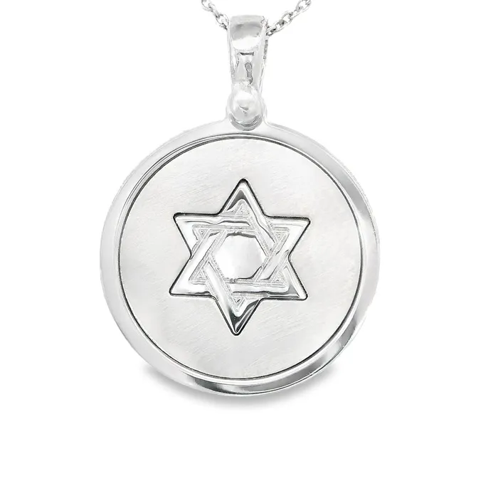 Classic Creations Necklaces 14kt White Gold Framed Star of David 18MM Pendant Classic Creations Necklaces 14kt White Gold Framed Star of David 18MM Pendant
