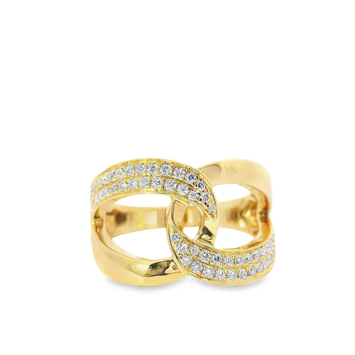 Classic Creations Rings 18kt Yellow Gold Open Interlocking Double Pave Diamond Ring Classic Creations Rings 18kt Yellow Gold Open Interlocking Double Pave Diamond Ring