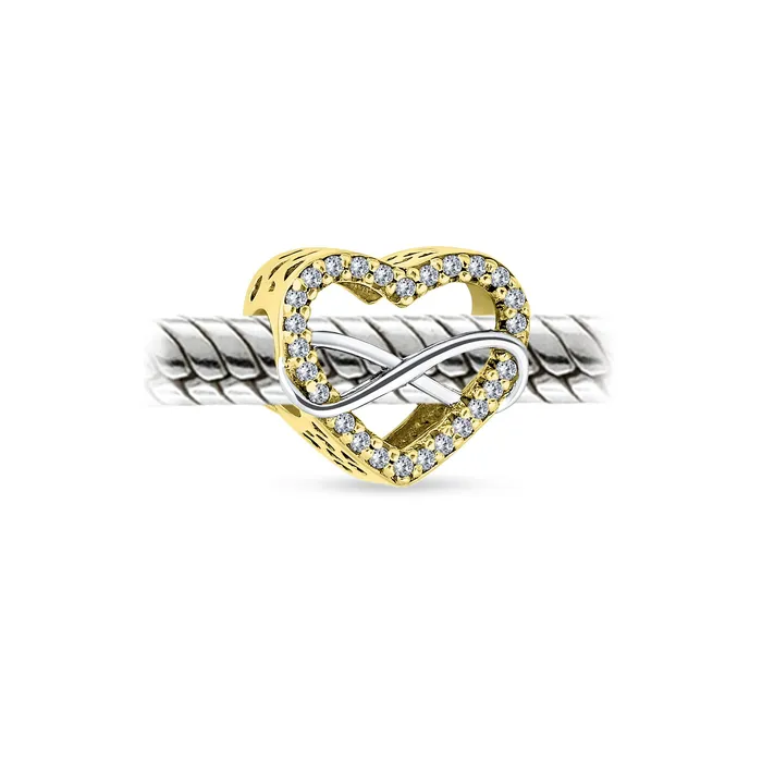 Couples Love Knot Crystal Bead Charm Infinity Heart Two Tone Gold Sterling Silver BlingJewelry Wholesale Rings Couples Love Knot Crystal Bead Charm Infinity Heart Two Tone Gold Sterling Silver BlingJewelry Wholesale Rings
