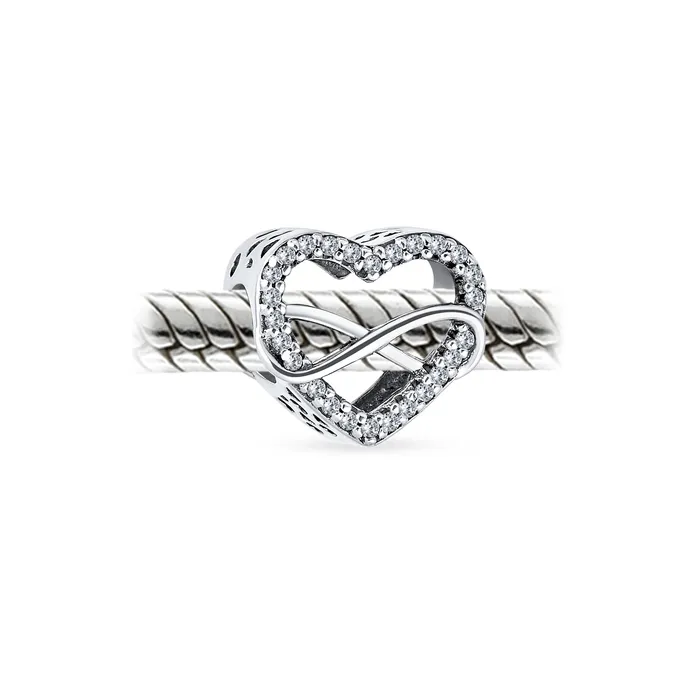 Couples Love Knot Crystal Bead Charm Infinity Heart Two Tone Gold Sterling Silver BlingJewelry Wholesale Rings Couples Love Knot Crystal Bead Charm Infinity Heart Two Tone Gold Sterling Silver BlingJewelry Wholesale Rings
