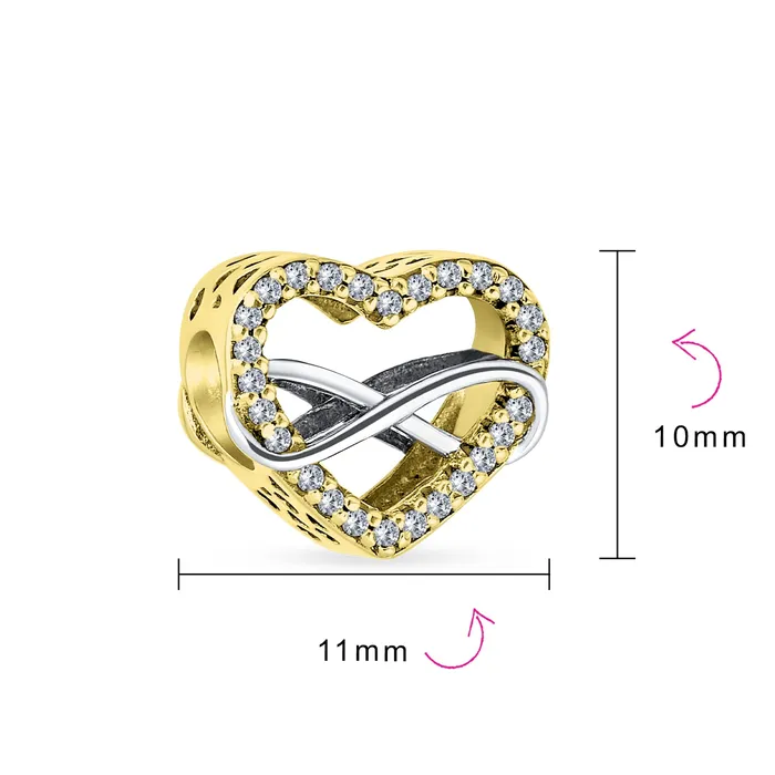 Couples Love Knot Crystal Bead Charm Infinity Heart Two Tone Gold Sterling Silver BlingJewelry Wholesale Rings Couples Love Knot Crystal Bead Charm Infinity Heart Two Tone Gold Sterling Silver BlingJewelry Wholesale Rings