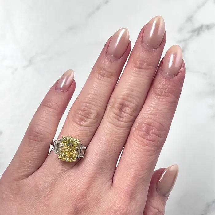 Cushioncut Yellow Diamond Engagement Ring CH Bridal Rings