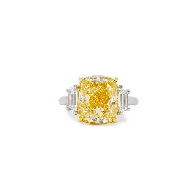 Cushioncut Yellow Diamond Engagement Ring CH Bridal Rings