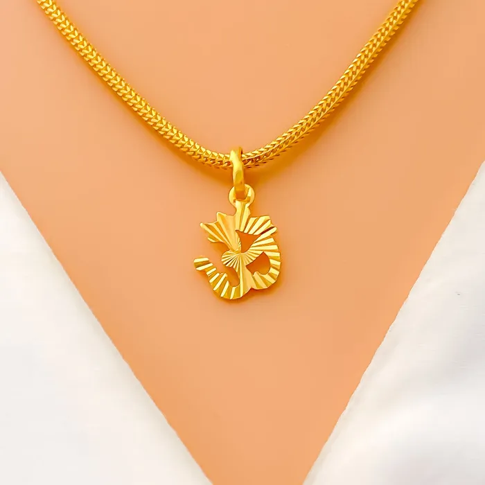 Dainty Glossy Chic 22k Gold OM Pendant Andaaz Jewelers PreStyled Sets