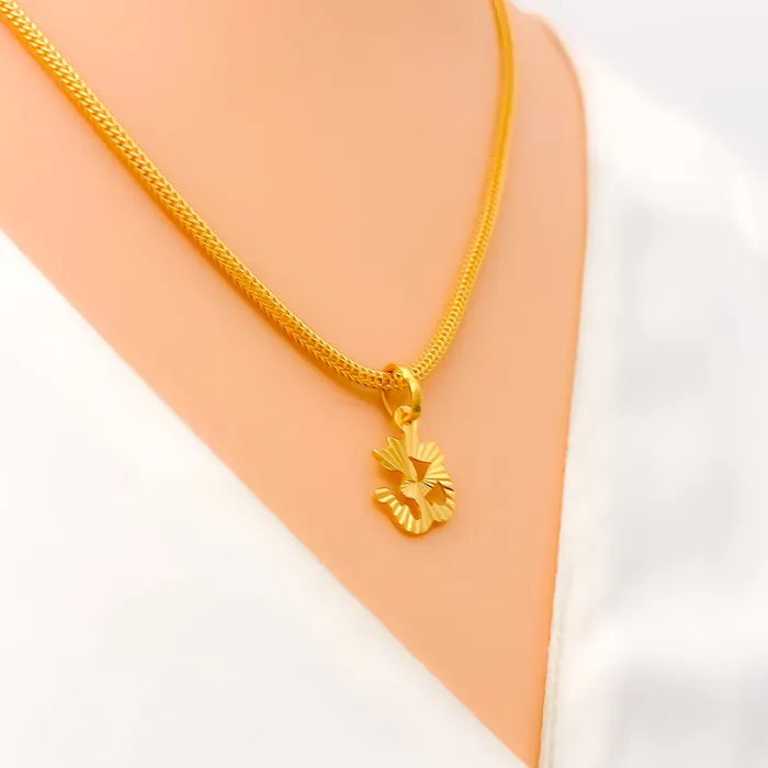 Dainty Glossy Chic 22k Gold OM Pendant Andaaz Jewelers PreStyled Sets