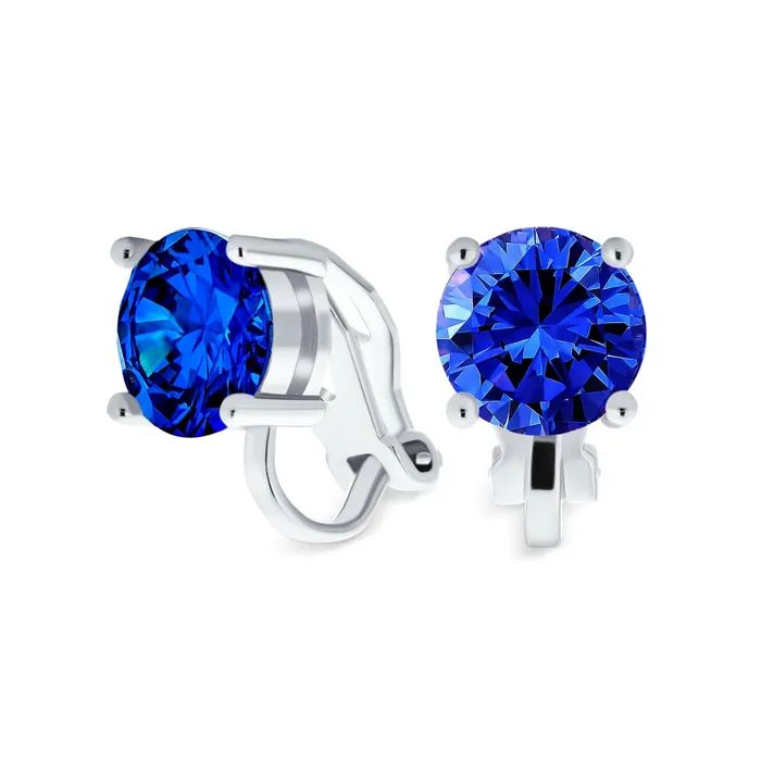Earrings 2CT Pastel Pink Aqua Blue CZ ClipOn Earrings Gold Silver Plated NonPiercing BlingJewelry Wholesale