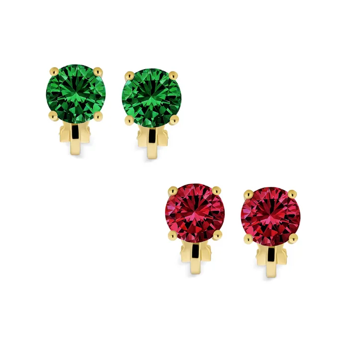 Earrings 2CT Pastel Pink Aqua Blue CZ ClipOn Earrings Gold Silver Plated NonPiercing BlingJewelry Wholesale