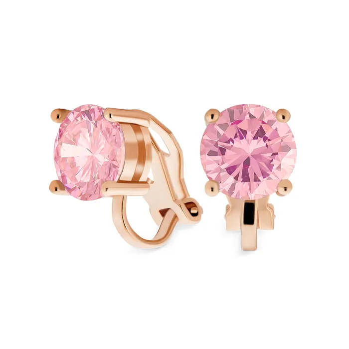 Earrings 2CT Pastel Pink Aqua Blue CZ ClipOn Earrings Gold Silver Plated NonPiercing BlingJewelry Wholesale