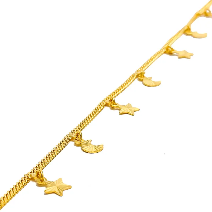 Earrings Andaaz Jewelers Glistening Moon Star 22K Gold Anklet
