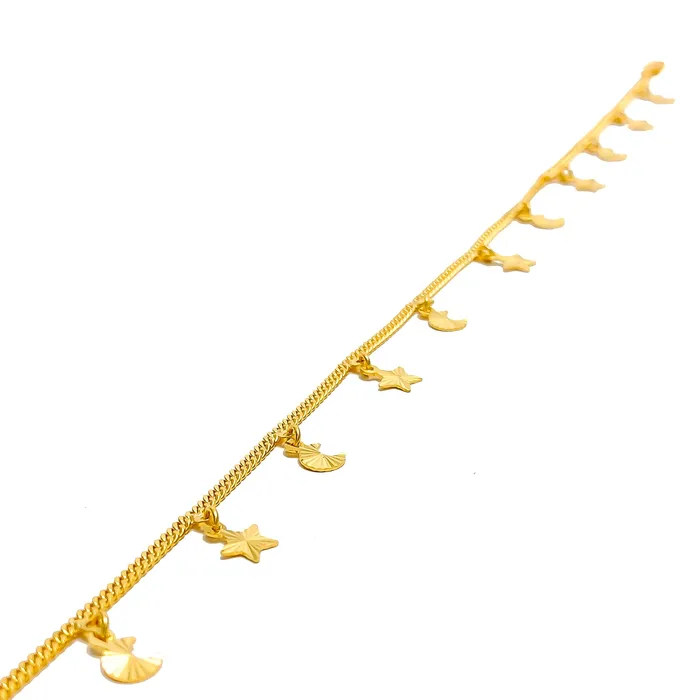 Earrings Andaaz Jewelers Glistening Moon Star 22K Gold Anklet