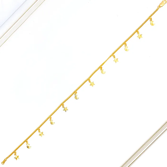 Earrings Andaaz Jewelers Glistening Moon Star 22K Gold Anklet