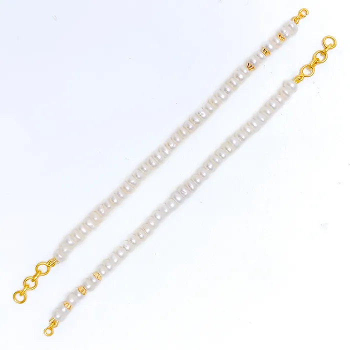 Earrings Andaaz Jewelers Versatile Evergreen 22k Gold Pearl Earrings Support Chain
