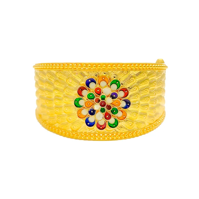 Earrings Andaaz Jewelers Vibrant Meenakari Flower 22k Gold Screw Bangle