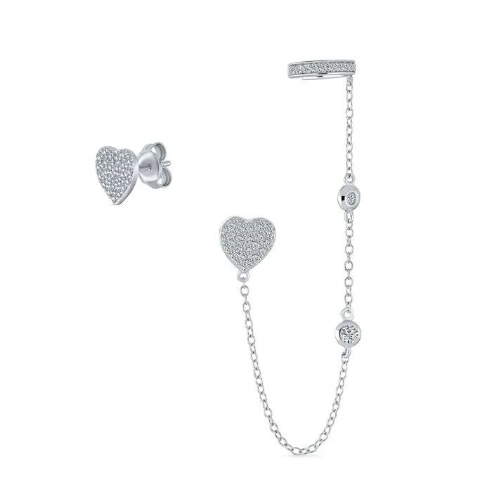 Earrings BlingJewelry Wholesale Heart Shaped Ear Cuff Cartilage Wrap Earring CZ Stud Helix Gold Plated Silver Earrings BlingJewelry Wholesale Heart Shaped Ear Cuff Cartilage Wrap Earring CZ Stud Helix Gold Plated Silver