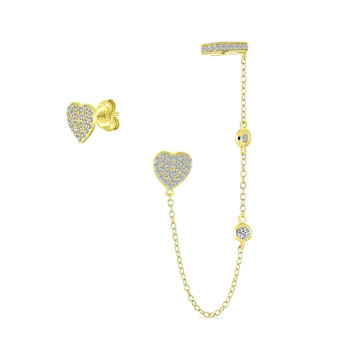 Earrings BlingJewelry Wholesale Heart Shaped Ear Cuff Cartilage Wrap Earring CZ Stud Helix Gold Plated Silver Earrings BlingJewelry Wholesale Heart Shaped Ear Cuff Cartilage Wrap Earring CZ Stud Helix Gold Plated Silver