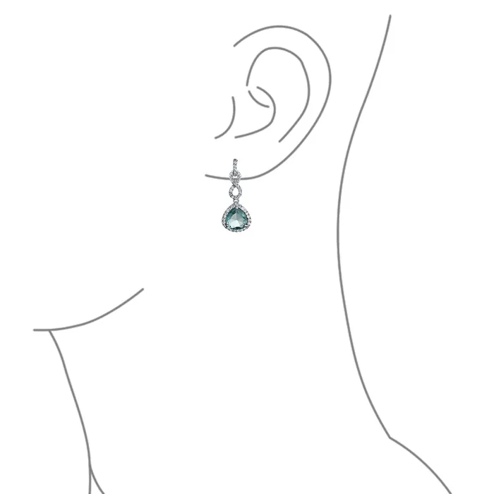 Earrings BlingJewelry Wholesale Romantic Bridal Infinity CZ Aquamarine Teardrop Dangle Chandelier Earrings Silver