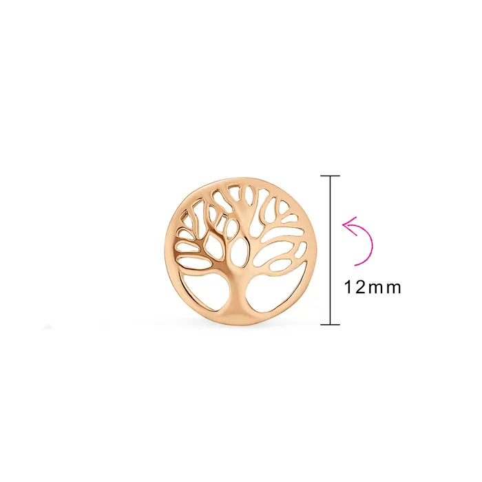 Earrings BlingJewelry Wholesale Tiny Round Family Tree of Life Stud Earrings in Rose Gold Sterling Silver