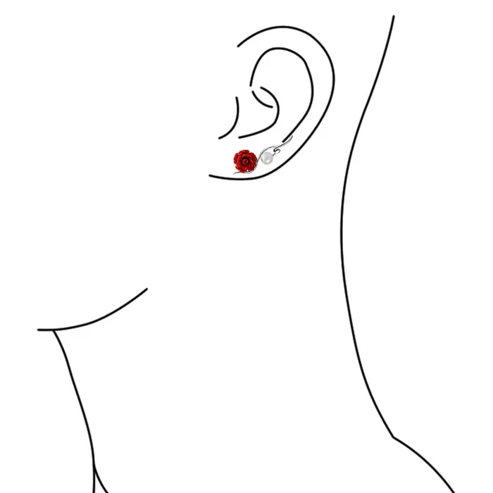 Earrings BlingJewelry Wholesale Trendy 3D Rose Flower Ear Cuff Cartilage with Pearl Sterling Silver Earrings Earrings BlingJewelry Wholesale Trendy 3D Rose Flower Ear Cuff Cartilage with Pearl Sterling Silver Earrings