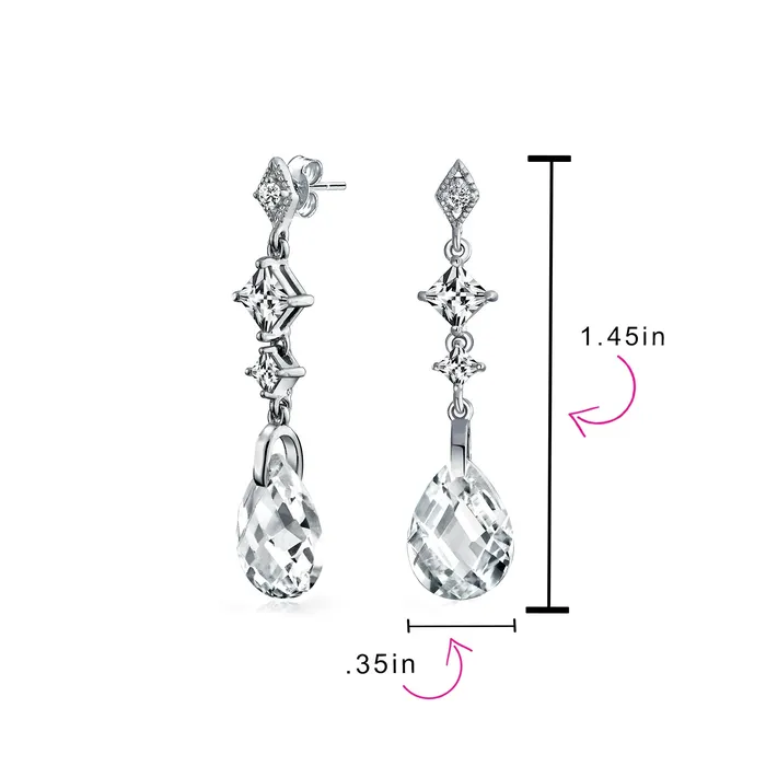 Earrings Briolette Teardrop CZ Dangle Chandelier Earrings Sterling Silver Gemstone BlingJewelry Wholesale