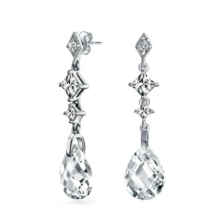 Earrings Briolette Teardrop CZ Dangle Chandelier Earrings Sterling Silver Gemstone BlingJewelry Wholesale