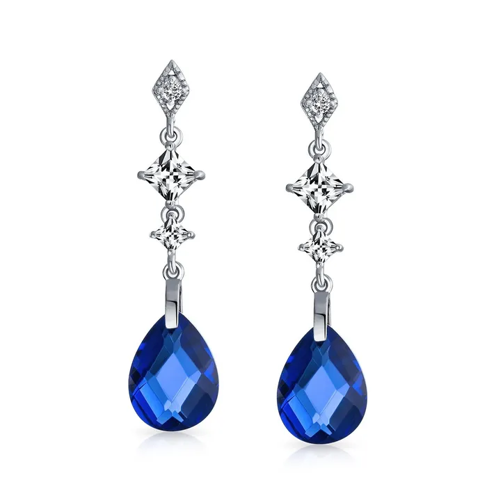 Earrings Briolette Teardrop CZ Dangle Chandelier Earrings Sterling Silver Gemstone BlingJewelry Wholesale