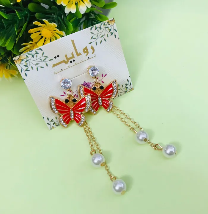Earrings Butterfly Earring Maroon Rawayat Jewellery