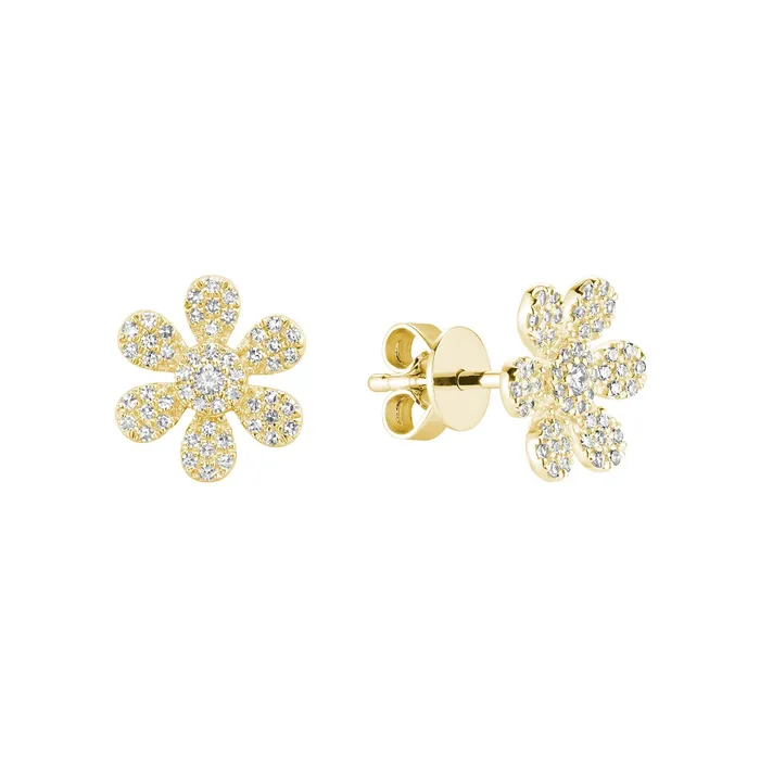 Earrings Classic Creations 14kt Gold 6 Petal Flower Diamond Earrings