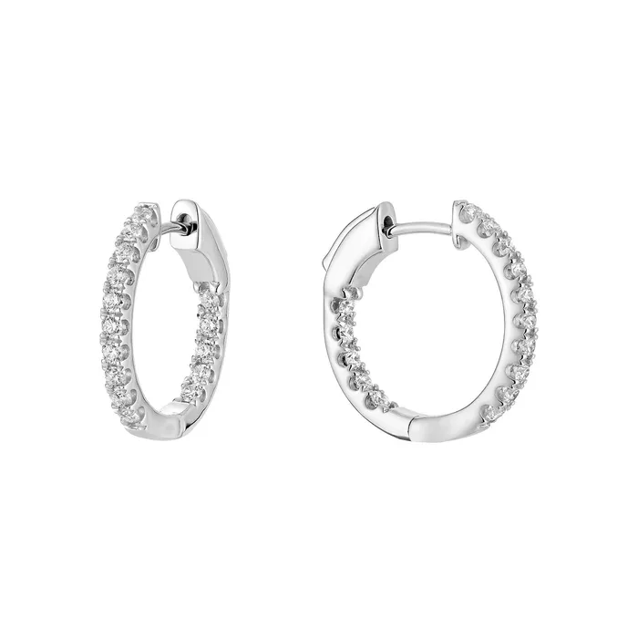 Earrings Classic Creations 14kt Gold Inside Out Diamond Hoop Earrings 098cts Earrings Classic Creations 14kt Gold Inside Out Diamond Hoop Earrings 098cts