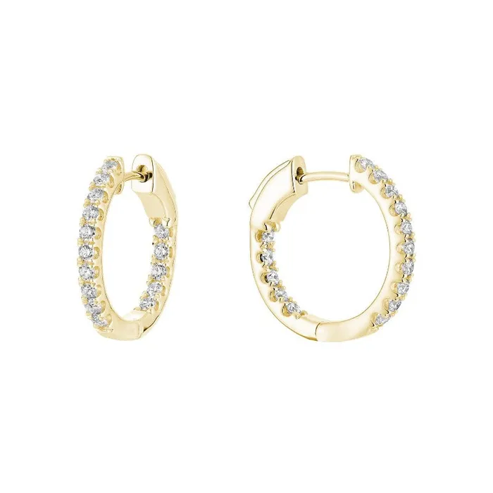 Earrings Classic Creations 14kt Gold Inside Out Diamond Hoop Earrings 098cts