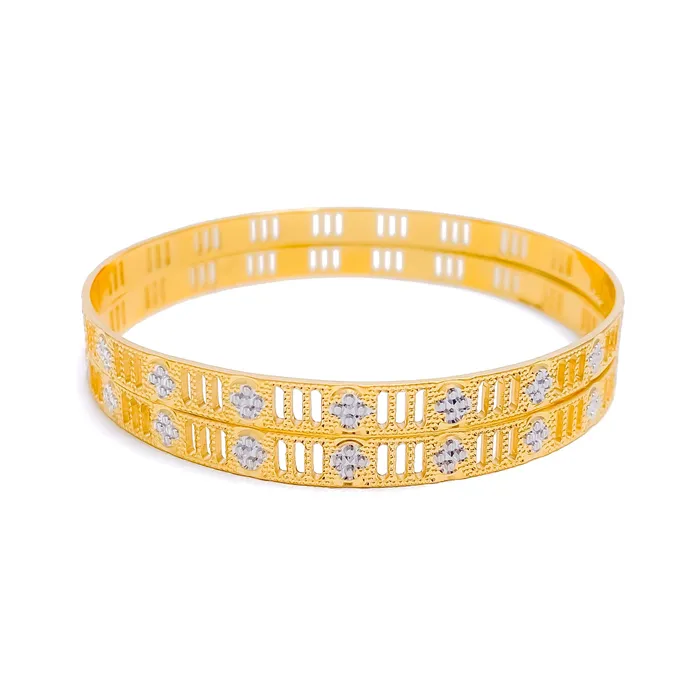 Earrings Elegant Striped Flower 22k Gold Bangle Pair Payment 1 Andaaz Jewelers